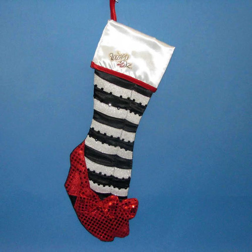 22" Black and White 'Wizard of Oz' with Ruby Slipper Christmas Stocking - IMAGE 1