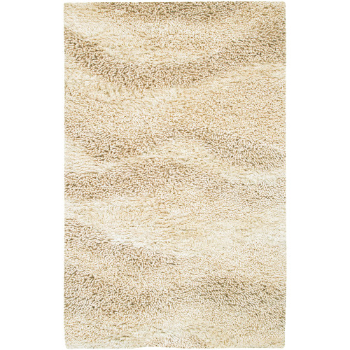 8' x 10.5' Solid Cream White Hand Woven Rectangular New Zealand Wool Area Throw Rug - IMAGE 1