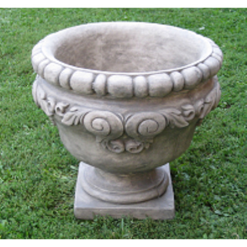 Old World Scroll Outdoor Garden Urn Planters - 25" - Gray - Set of 2 - IMAGE 1