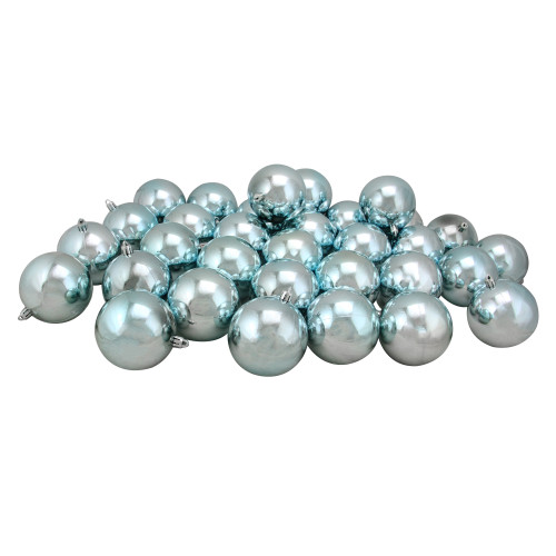 32ct Mermaid Blue Shatterproof Shiny Christmas Ball Ornaments 3.25" (80mm) - IMAGE 1