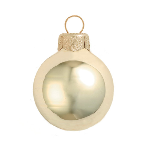 Mini Shiny Finish Glass Christmas Ball Ornaments - 1.5" (40mm) - Champagne Gold - 40ct - IMAGE 1