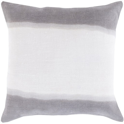 22" Gray and White Double Dip Decorative Throw Pillow - Down Filler - IMAGE 1