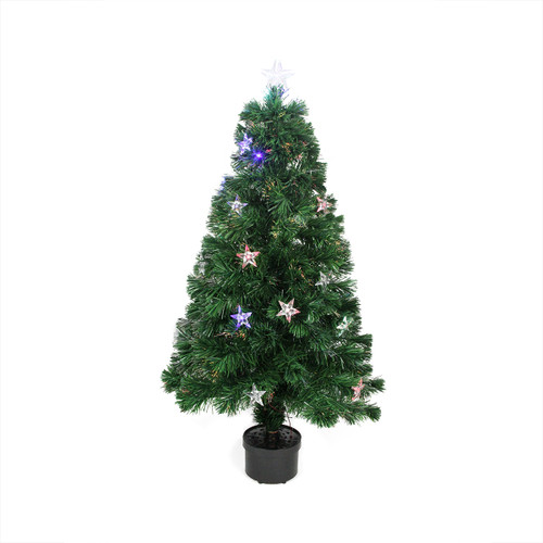 4' Pre-Lit LED Fiber Optic Artificial Christmas Tree with Stars - Multi Color Lights - IMAGE 1