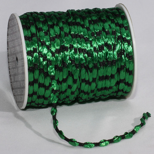 Green and Black Woven Palomino Braid Craft Ribbon Cording 0.25" x 200 Yards - IMAGE 1