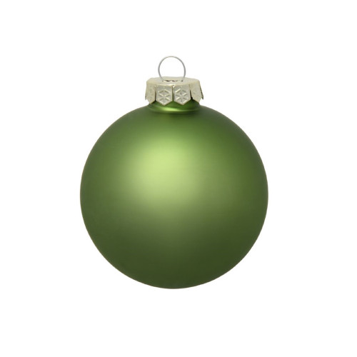 Matte Glass Christmas Ball Ornaments - 4" (100mm) -  Lime Green - 6ct - IMAGE 1