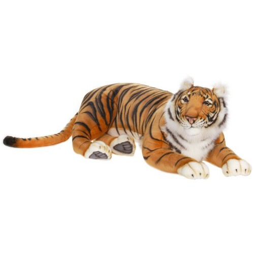 39" Brown and White Handcrafted Bengal Tiger Stuffed Animal - IMAGE 1