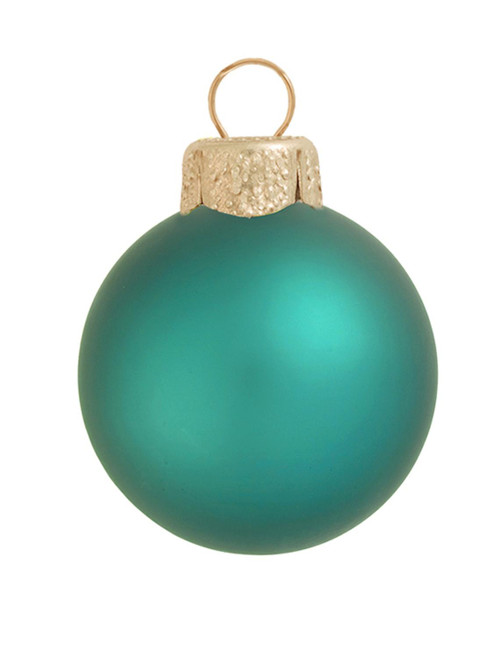 8ct Teal Green Matte Glass Christmas Ball Ornaments 3.25" (80mm) - IMAGE 1