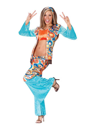 Groovy Hippie Women's Adult Halloween Costume Size Medium/Large (10-14) #1050 - IMAGE 1