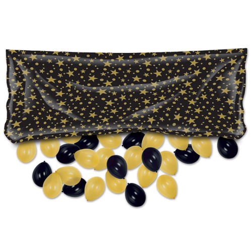 Club Pack of 12 Black and Gold Decorative Party Balloon Bags 80" - IMAGE 1
