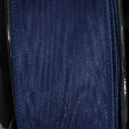 Navy Blue Solid Moire Wired Craft Ribbon 1.5" x 80 Yards - IMAGE 1
