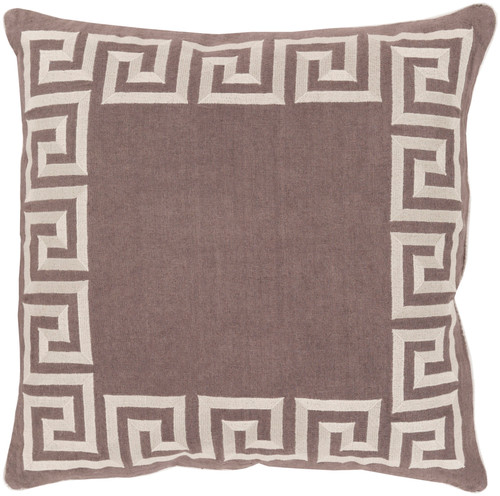 18" Brown and White Wavy Bordered Square Throw Pillow - IMAGE 1