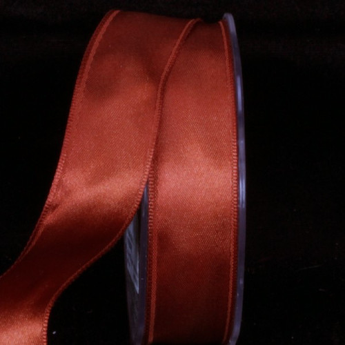 Copper Brown Double Face Solid Wired Craft Ribbon 1" x 44 Yards - IMAGE 1