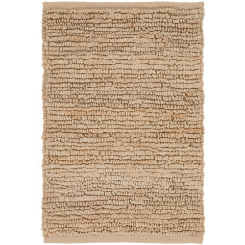 2' x 3' Solid Beige Hand Woven Rectangular Area Throw Rug - IMAGE 1