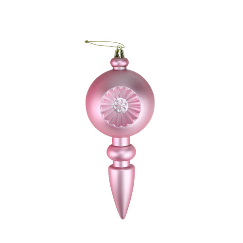 4ct Bubblegum Pink Shatterproof Matte Retro Reflector Christmas Finial Ornaments 7.5" - IMAGE 1