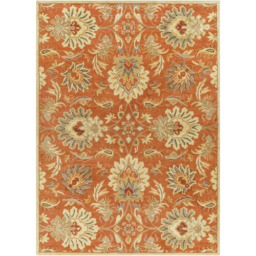 8' x 11' Cornelian Red Clay and Beige Hand Tufted Wool Area Throw Rug - IMAGE 1