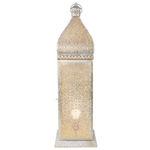 30.5" White and Gold Moroccan Style Lantern Floor Lamp - IMAGE 1
