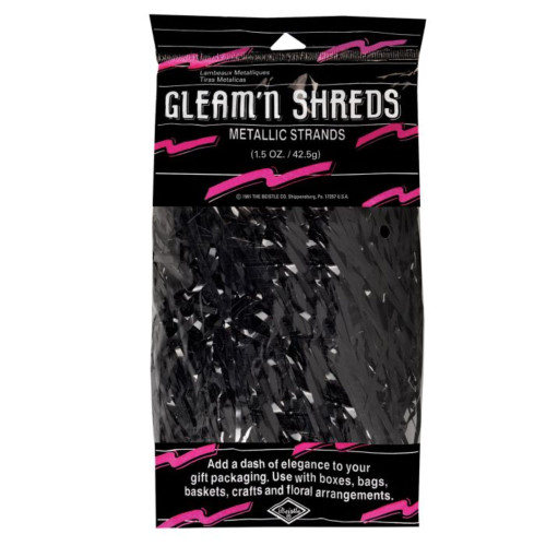 Gleam n Shreds Metallic Strands Party Decorations - 1.5 oz - Black - Pack of 12 - IMAGE 1