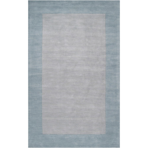 9' x 13' Solid Pale Blue and Gray Hand Loomed Rectangular Wool Area Throw Rug - IMAGE 1