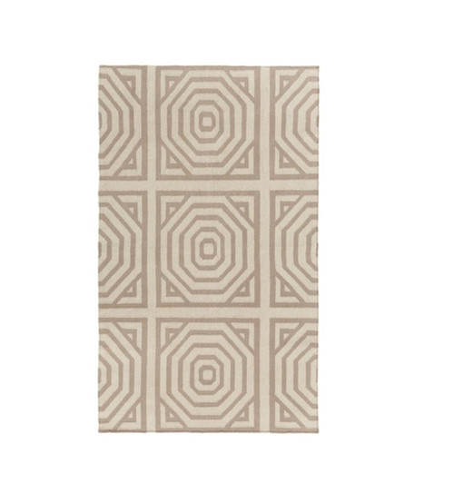 2' x 3' Trance Realm Sandy Beige and Brushed White Rectangular Area Throw Rug - IMAGE 1