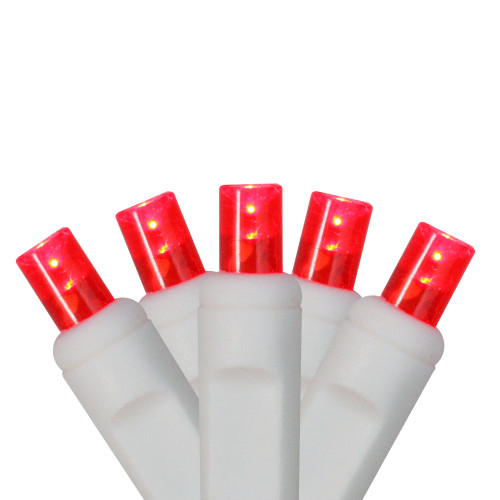 50 Red LED Wide Angle Christmas Lights - 16.3 ft White Wire - IMAGE 1
