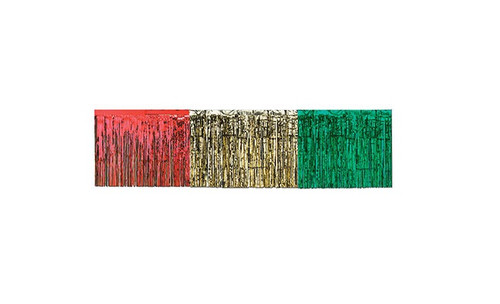 Pack of 6 Red, Gold and Green 1-Ply Hanging Metallic Table Skirt Decorations 14' - IMAGE 1