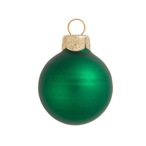 Large Matte Finish Glass Christmas Ball Ornaments - 6" (150mm) - Green -2ct - IMAGE 1