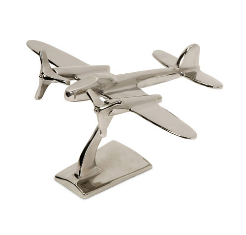 Distinctive Silver Finish Turboprop Airplace Statue 9" - IMAGE 1