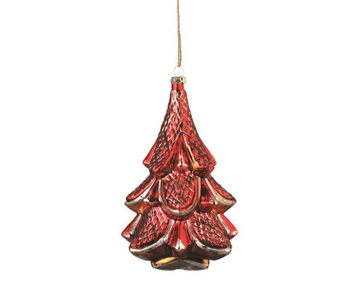 6" Red Vintage Glass Hanging Christmas Tree Ornament - IMAGE 1