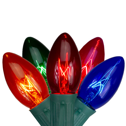 Transparent C9 Twinkle Christmas String Lights - MultiColor - 24' Green Wire - 25ct - IMAGE 1