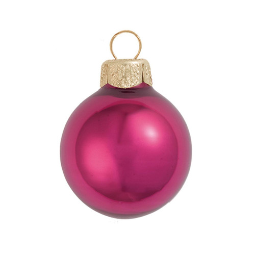 40ct Pink Shiny Finish Glass Christmas Ball Ornaments 1.25" (30mm) - IMAGE 1