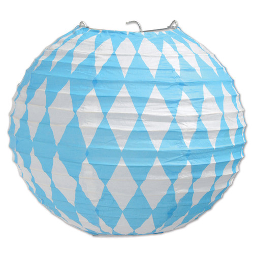 Club Pack of 18 Sky Blue and White Festive Oktoberfest Paper Lantern Hanging Decors 9.5" - IMAGE 1