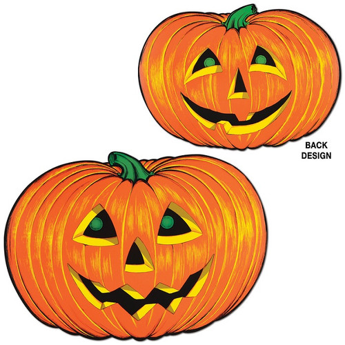 Club Pack of 12 Cute Jack-O-Lantern Faces Cutout Halloween Decorations 25" - IMAGE 1
