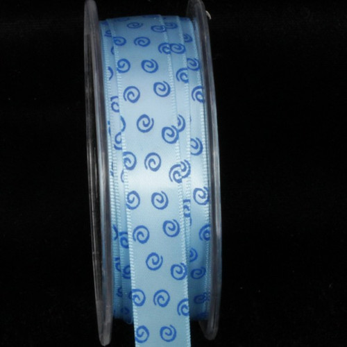 Sky Blue and Navy Blue Swirl Wired Craft Ribbon 0.5" x 108 Yards - IMAGE 1