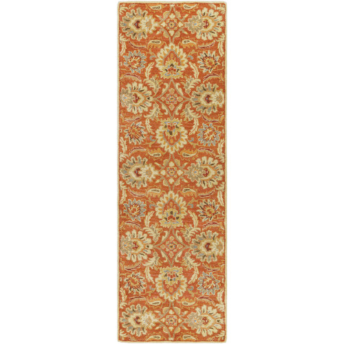 3' x 12' Cornelian Terracotta Red and Brown Hand Tufted Floral Wool Area Throw Rug Runner - IMAGE 1