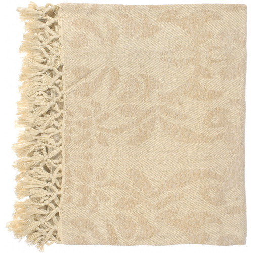 50" x 70" Floral Scroll Off White Viscose Throw Blanket - IMAGE 1