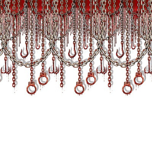 Pack of 6 Gray and Red Bloody Chains Halloween Wall Backdrops 30' - IMAGE 1