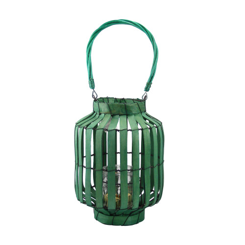 20" Tropicalia Green Cabana Tiki Bar Votive Candle Holder Lantern - IMAGE 1