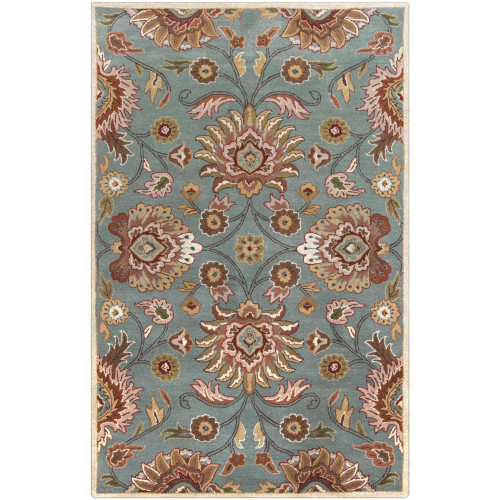 5' x 8' Octavia Gray and Brown Rectangular Wool Area Throw Rug - IMAGE 1