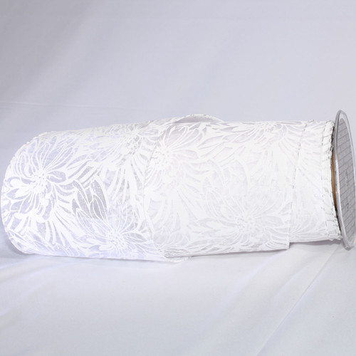Sheer White Floral Wired Craft Ribbon 6" x 20 Yards - IMAGE 1