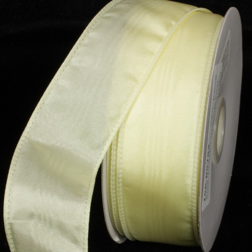 Lemon Yellow Moire Wired Craft Ribbon 1.5" x 80 Yards - IMAGE 1