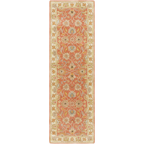 3' x 12' Floral Red and Beige Rectangular Area Throw Rug Runner - IMAGE 1