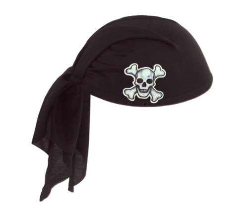 Club Pack of 12 Black Pirate Scarf Hat with Skull and Crossbones - Child Size - IMAGE 1