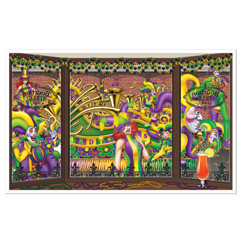 Pack of 6 Purple and Yellow Mardi Gras Parade Party Wall Decors 62" - IMAGE 1