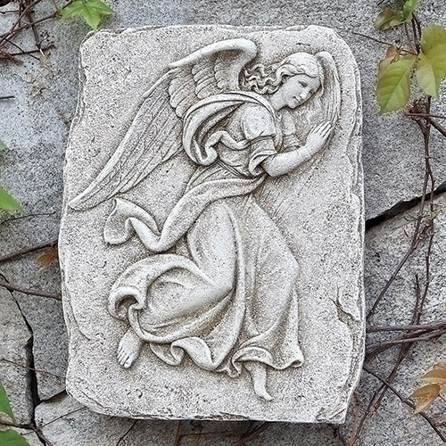 15" Gray Right Facing Angel Outdoor Garden Wall Plaque - IMAGE 1