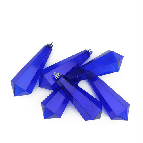 Transparent Shatterproof Diamond Icicle Christmas Ornaments - 5.5" - Lavish Blue - 6ct - IMAGE 1