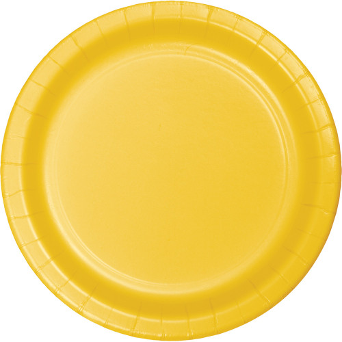 Disposable Paper Party Banquet Dinner Plates - 9" - School Bus Yellow - Club Pack of 240 - IMAGE 1