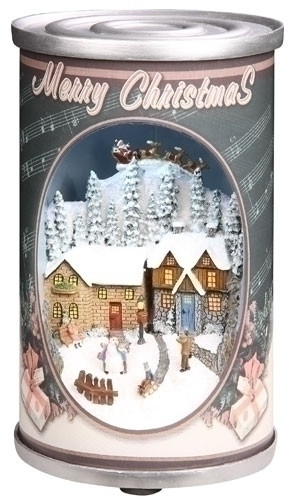 Retro Winter Scene in a Musical Can Christmas Decoration - 6.75" - IMAGE 1