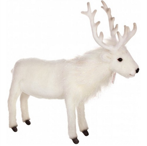 Set of 2 White Handcrafted Soft Plush Reindeer Stuffed Animals 20.25" - IMAGE 1