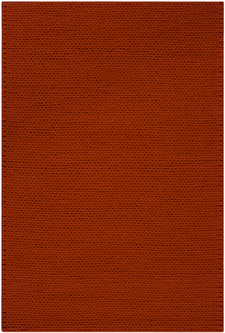 5' x 8' Solid Burnt Orange Hand Woven New Zealand Wool Area Throw Rug - IMAGE 1