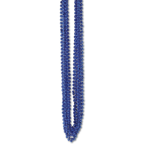 Club Pack of 720 Royal Blue Metallic 4th of July Small Round Beaded Necklace Party Favors 33'' - IMAGE 1